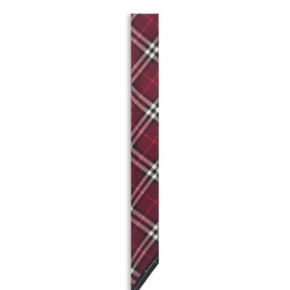 Burberry reversible Burgundy red and Black Plaid scarf . Made in Italy 100% silk